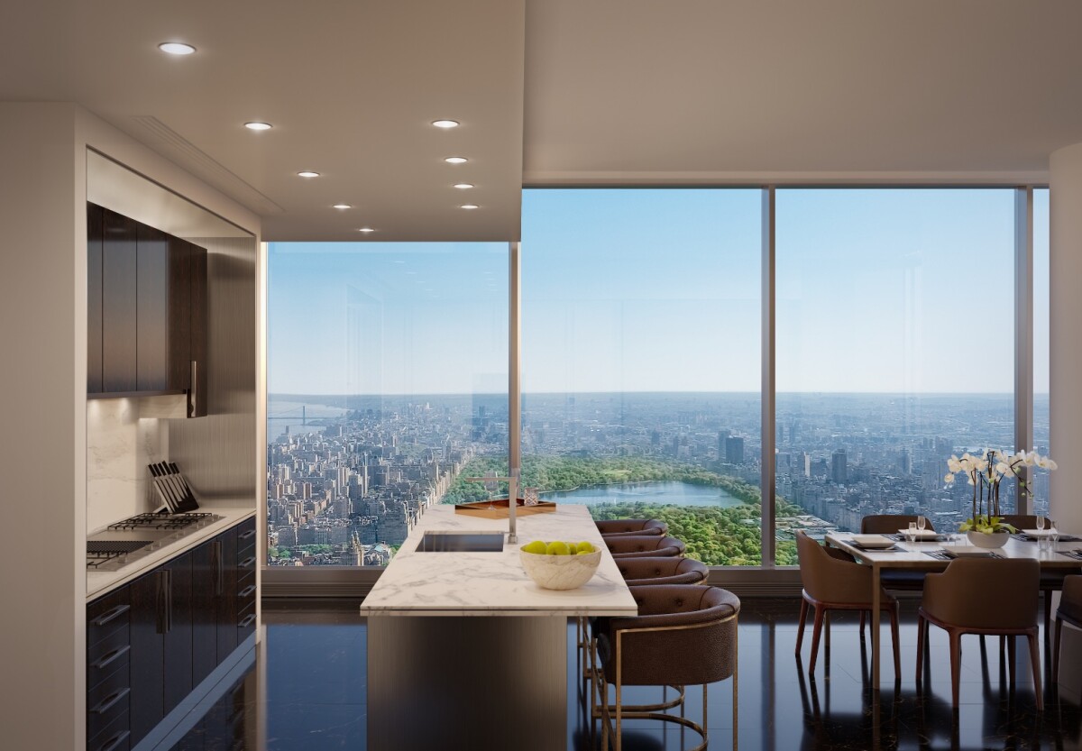 Central Park Tower's interiors are designed by Rottet Studio, a firm that has worked on The Surrey Hotel in Manhattan, The St. Regis in Aspen, The Beverly Hills Hotel Presidential Bungalows, and more