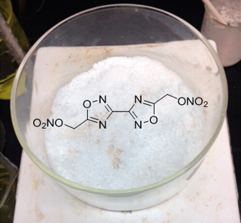 The explosive bis-oxadiazole with formula