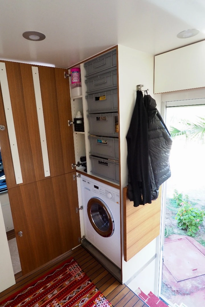 No need to wear dirty clothes or find a stream, the MD57 includes a washer/dryer