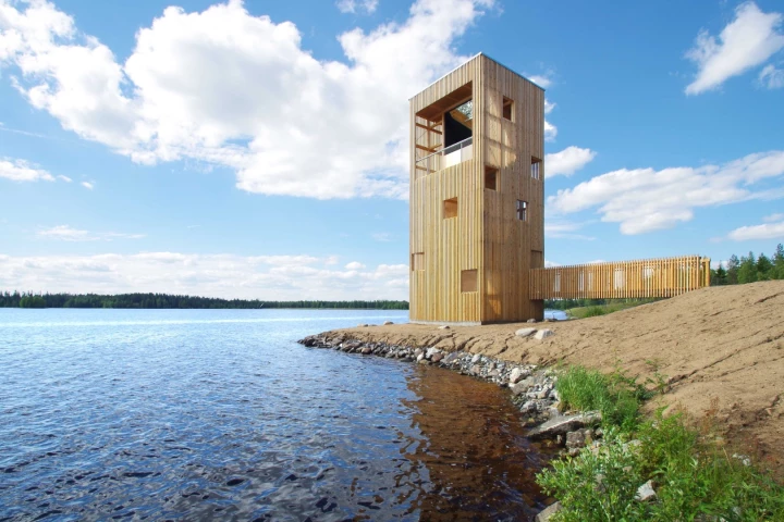 The Periscope Tower located by a man-made lake near Seinäjoki, Finland