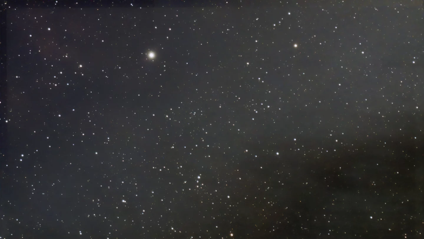 Stacked image of the Western Veil of Cygnus - shutter at 60, gain at 60, stack count 40 (image straight from Dwarf III, not edited)