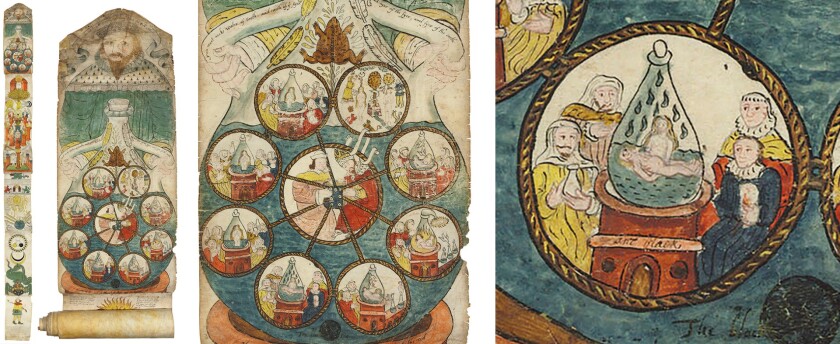 Two of the best known and most authoritative early works on the protoscience of alchemy are attributed to Sir George Ripley (circa 1415-1490), one being The Compound of Alchemy and the other, the Ripley Scroll, a 3.7 metre long illustrated manuscript of which there are 23 known copies. 22 of those copies are in museums and libraries with just one copy in private hands, and that copy went to auction in London at Christies Valuable Books and Manuscripts Sale on December 13, 2017.