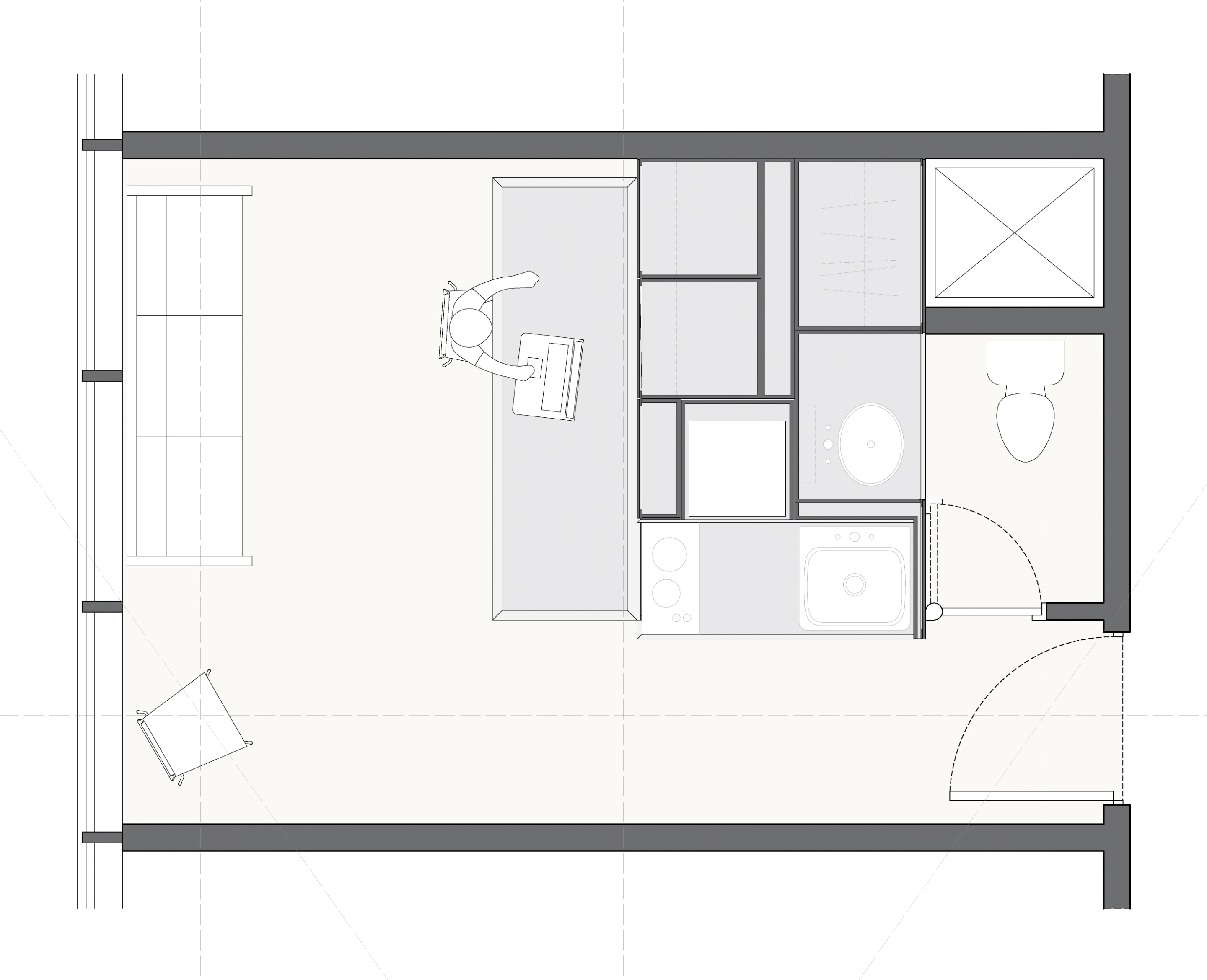 The CityHome unit also features a concealed work station that slides out and frees up space when not needed