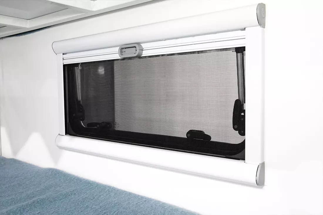 The lower bunk has a dedicated openable window with fly screen and shade