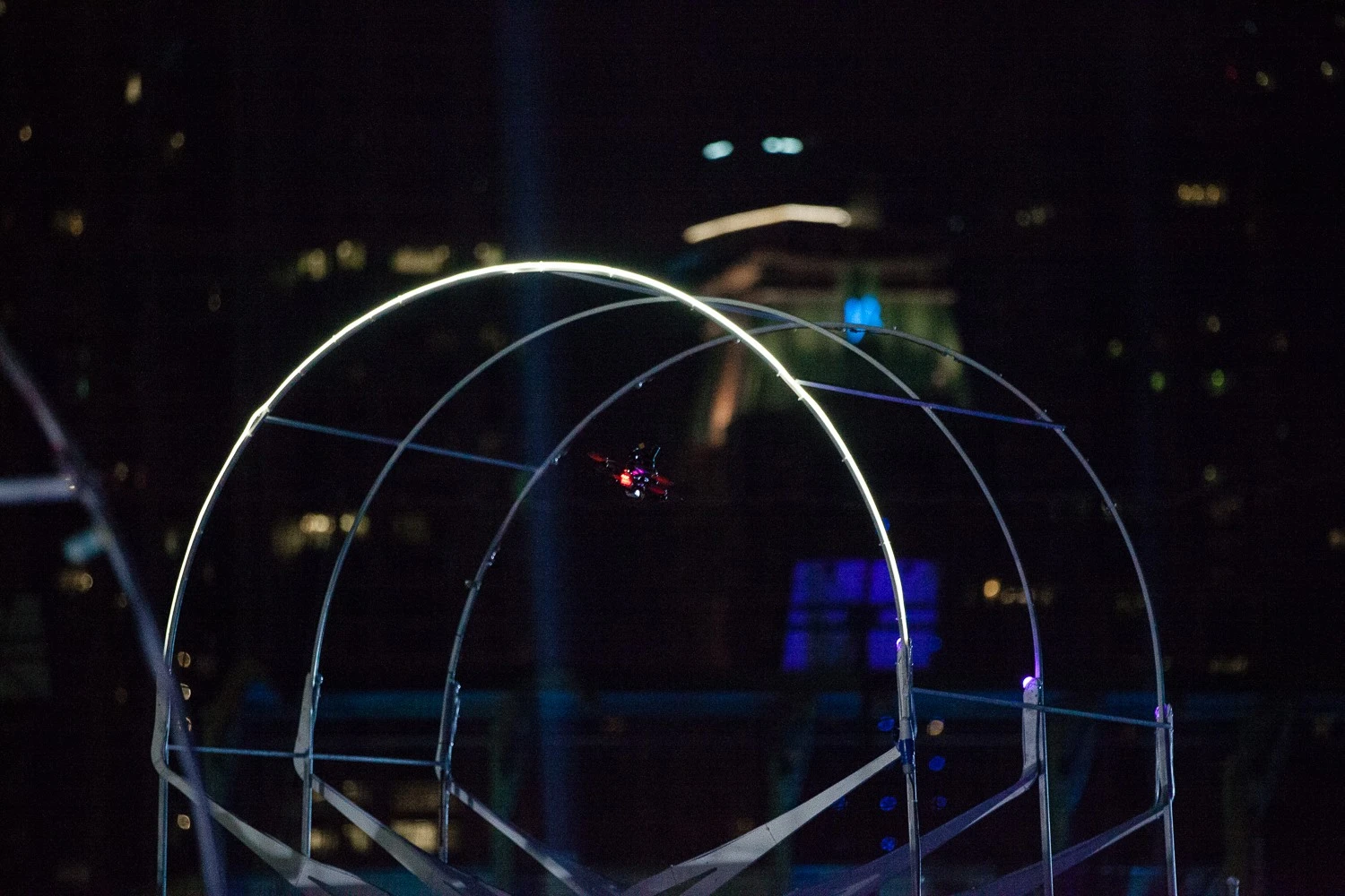 The illuminated course tempts the more audacious competitors with Mario Kart-style shortcuts and makes for quite a spectacular setting with Dubai's towering skyline providing the background