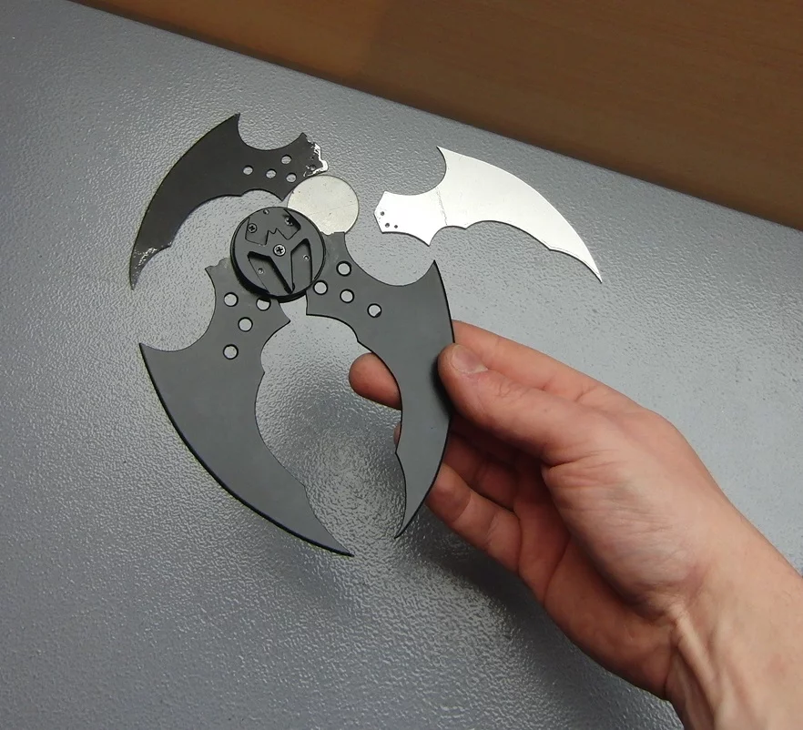 The batarang folded down for storage