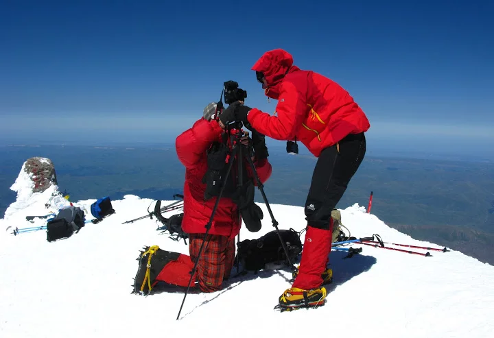 Google's team snapping photos atop Mount Elbrus