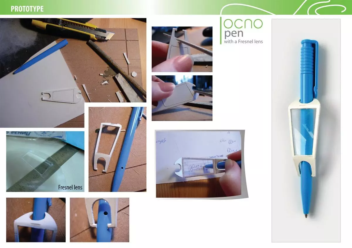 The OCNO pen includes its own magnifying glass to help focus on small form boxes