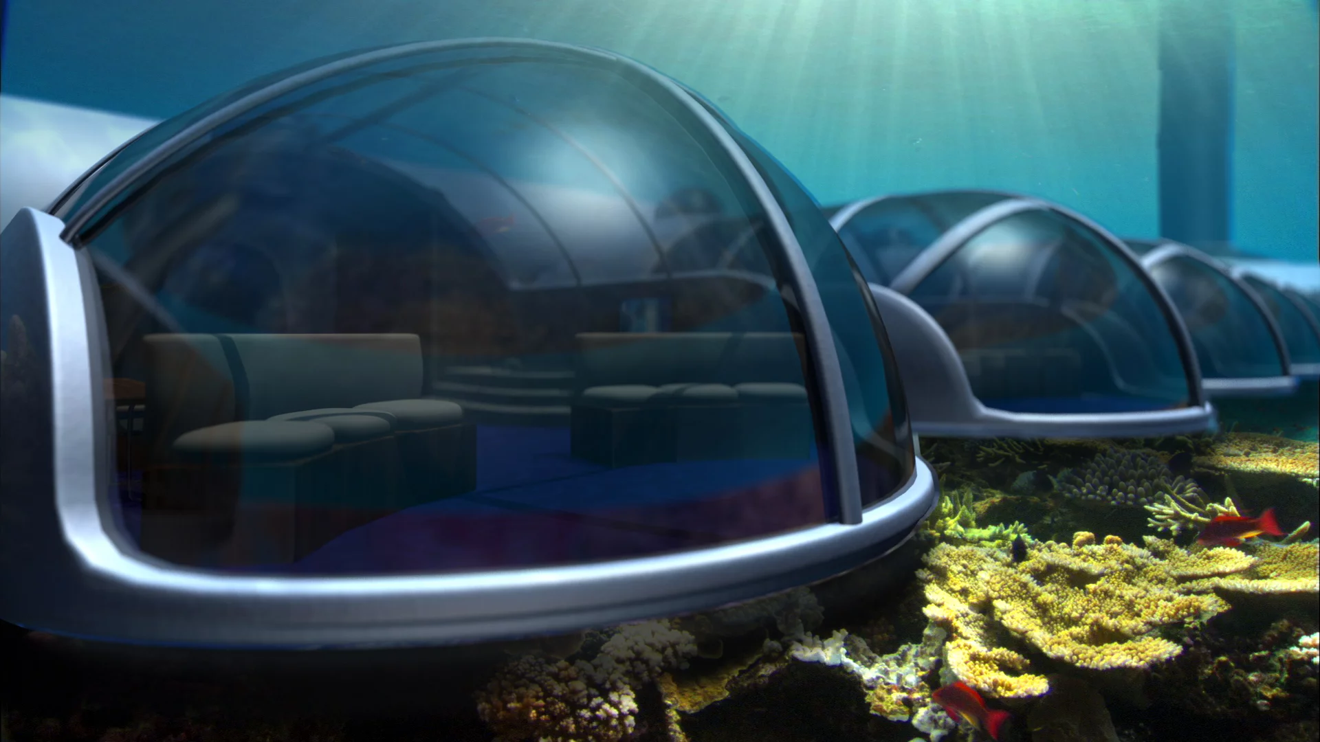 The walls will be made of transparent acrylic to guarantee visibility to underwater vistas