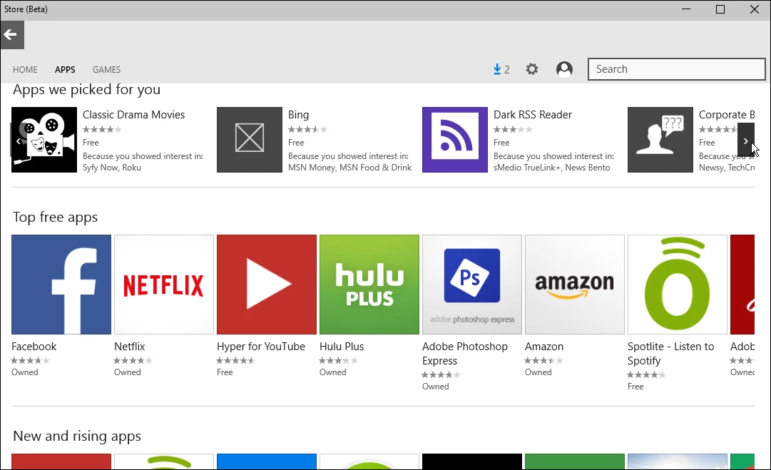 New Windows Store beta is available