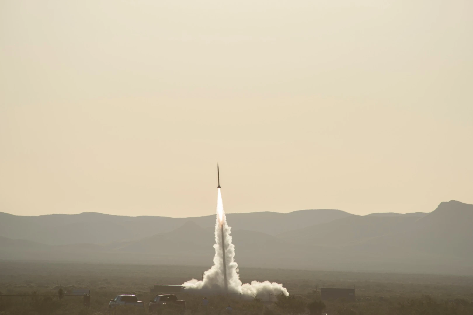 Test rocket lifting off in New Mexico