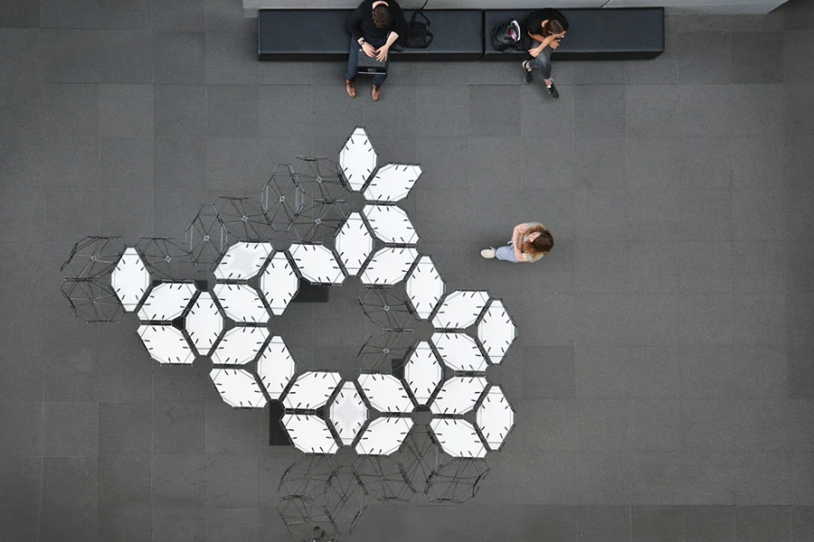 An exhibit demonstrating the Cyber Physical Macro Materials architectural system