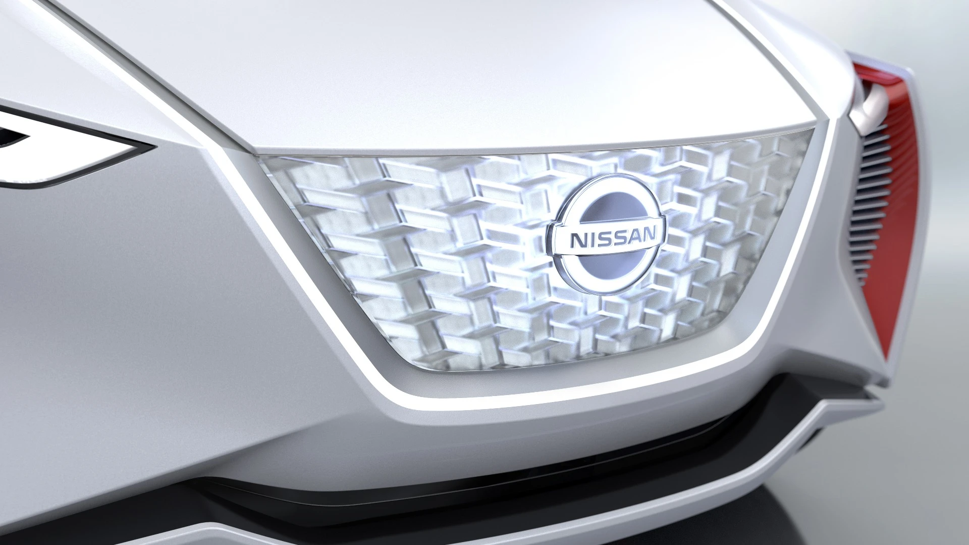 A futuristic interpretation of the V-Motion grille that features on current Nissan production models
