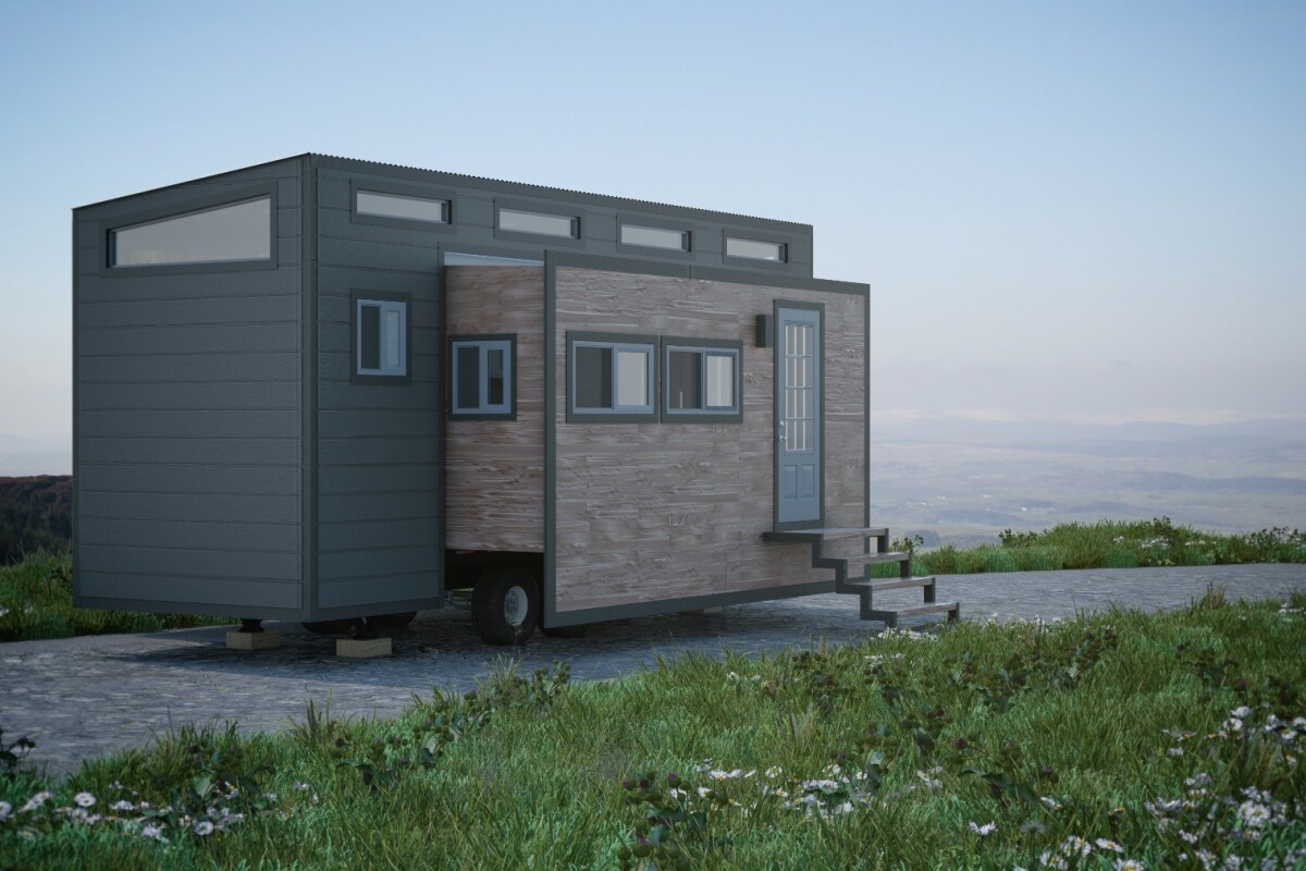 Tiny house almost doubles in width at the push of a button