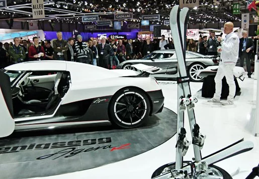 The 2012 Koenigsegg Agera R being shown at Geneva in 2011