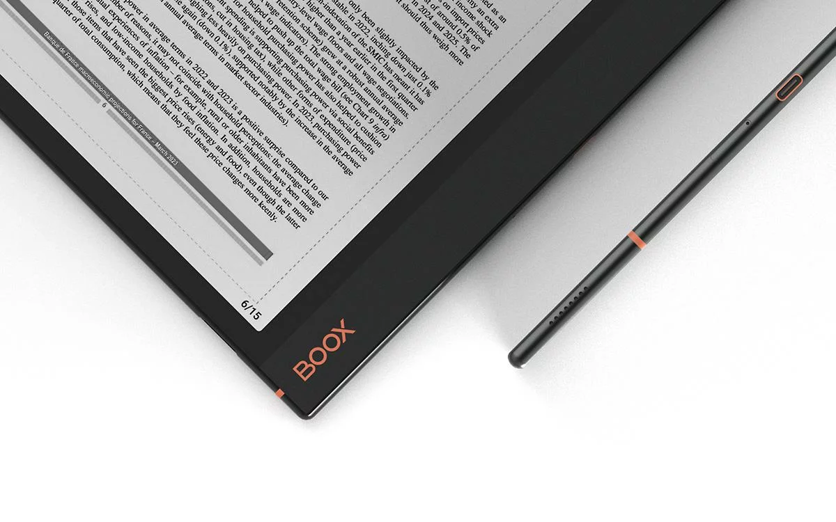 The Note Air3 features an E Ink Carta 1200 screen at 227 ppi, offers "comprehensive note-taking tools" and supports 17 ebook formats