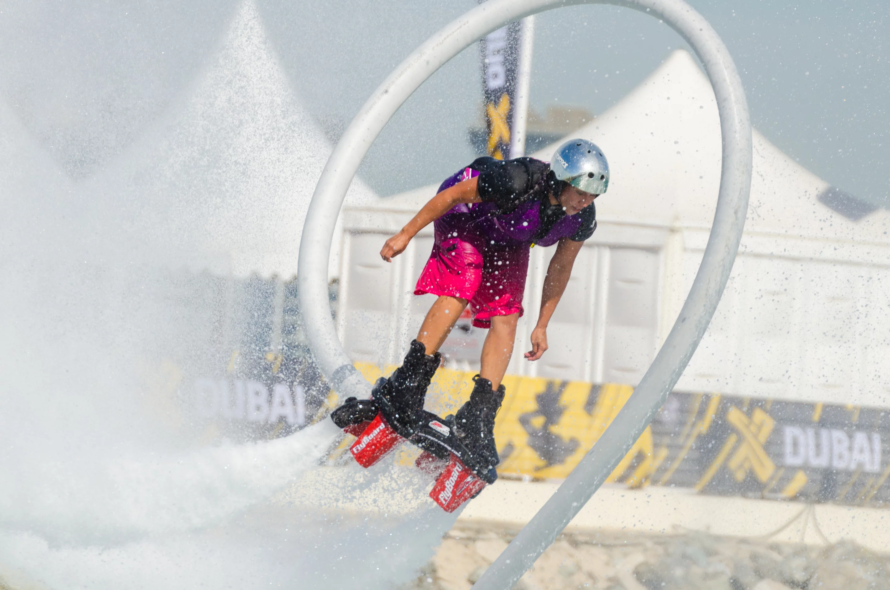 Yolanda Baker of the United States finished third in the inaugural Womens Flyboard World Cup held in Dubai, December, 2014 (Photo: Liam McKenna)