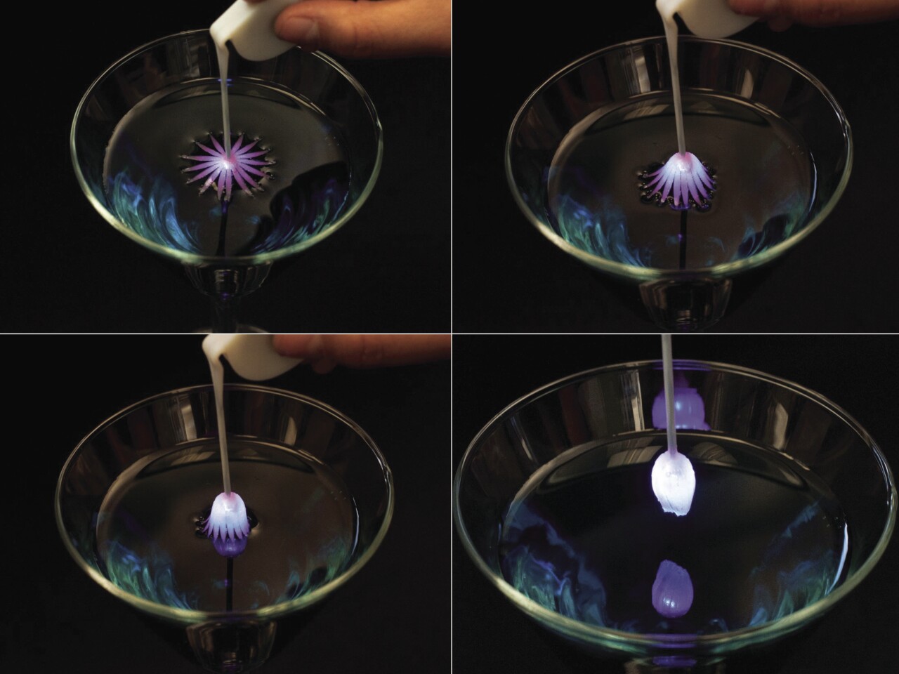 Floral pipettes with an LED in the center dispense alcohol with Mother Nature's style (Photo: Nick Wiltse)