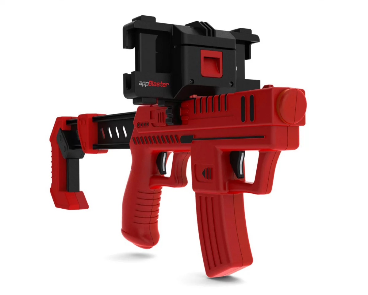The updated AppBlaster v2 hasn't just changed color, the augmented reality blaster has also been redesigned to fit a variety of devices