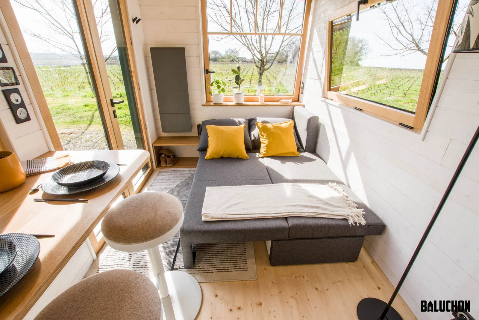 The Mirasol's living room includes a sofa bed