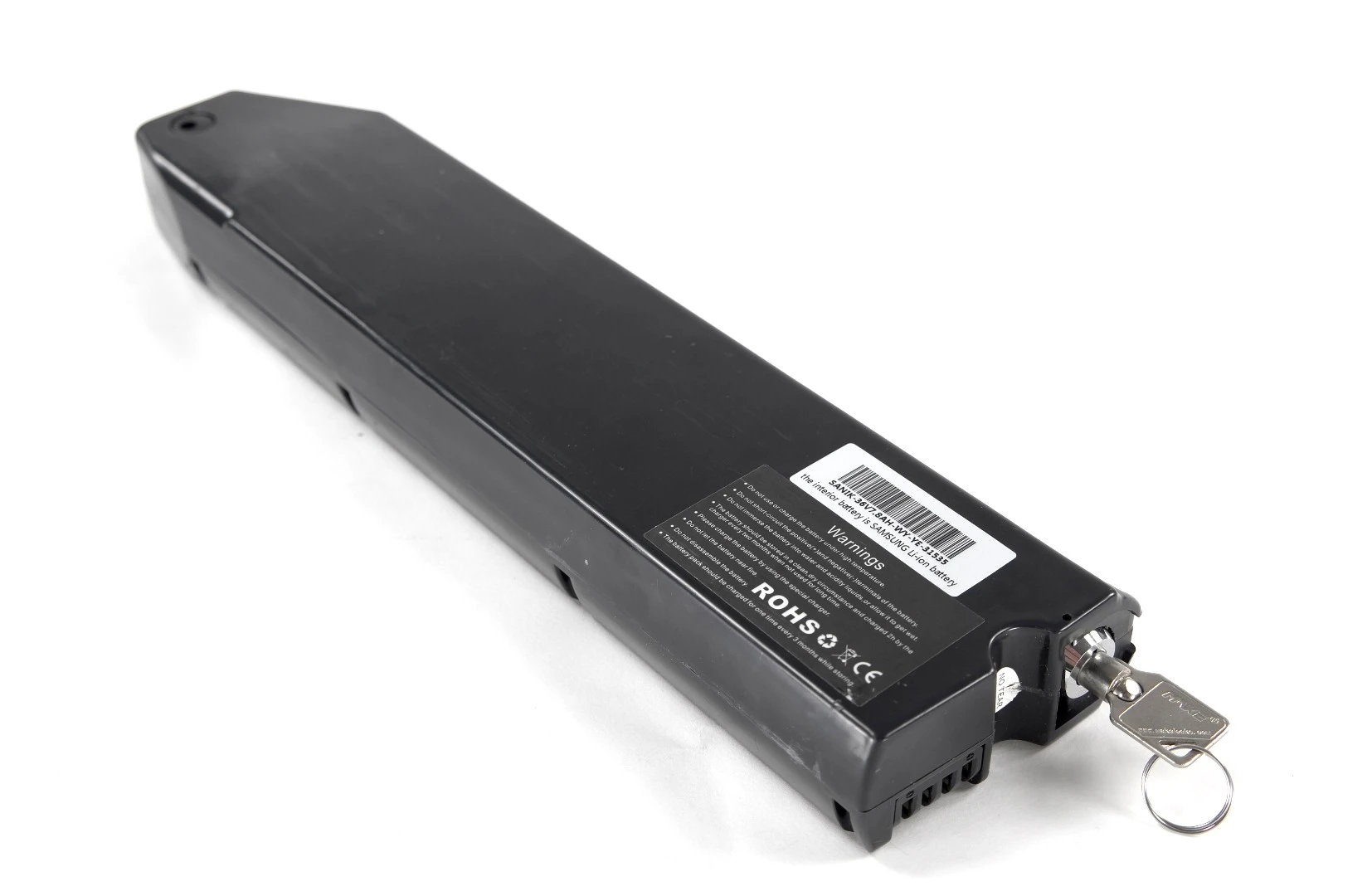 The battery pack slots into the frame, and takes just two hours to charge