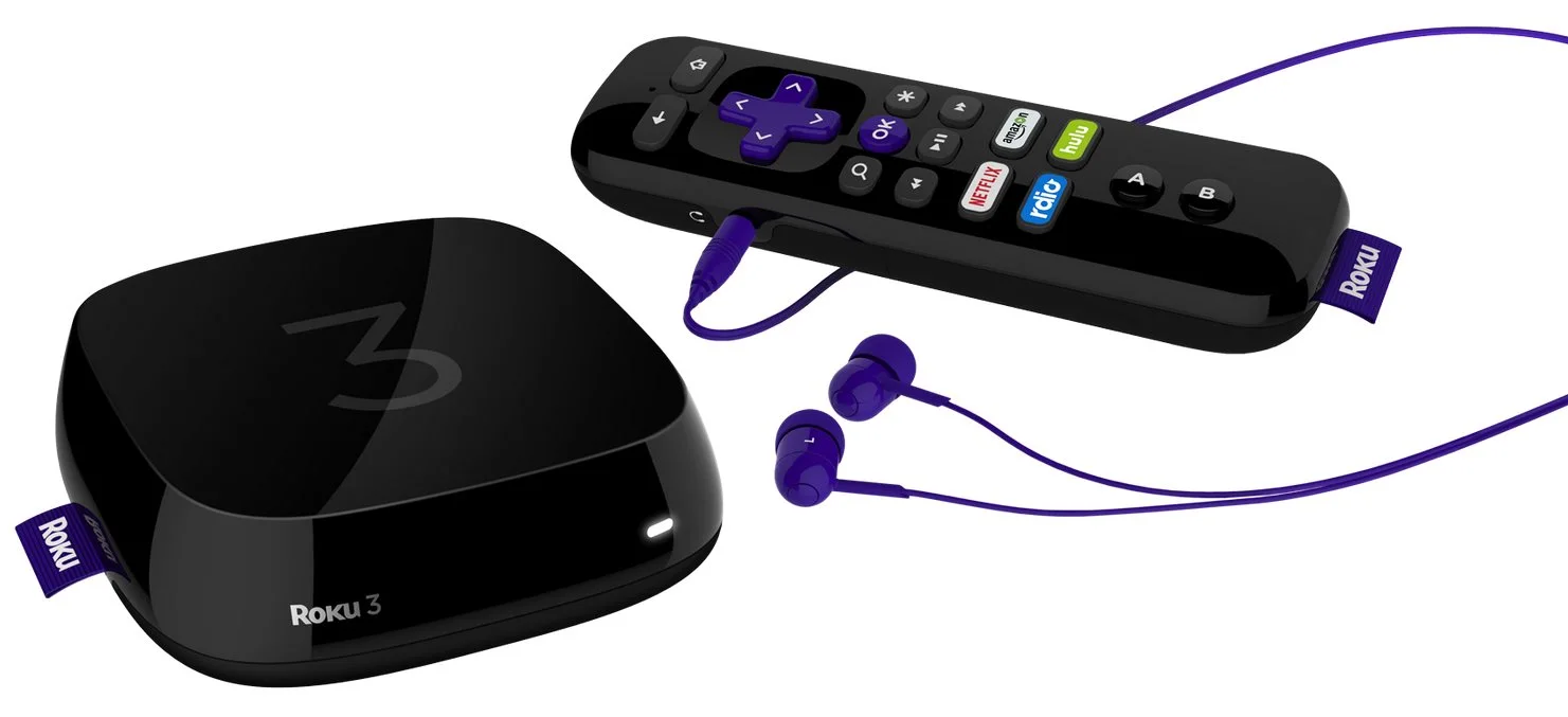 Roku 3 with enhance remote and earbuds
