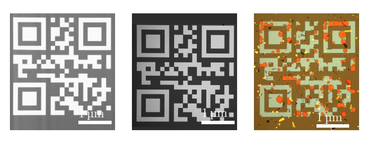 From left to right: the QR codes after fabrication, after two hours at 613 K, and after two hours at 763 K (Image: de Vries/University of Twente)
