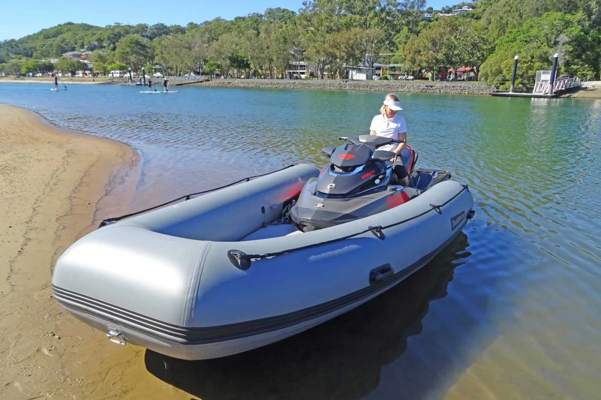 Dockitjet's inflatable boat is powered by jetskis and can carry up to six people