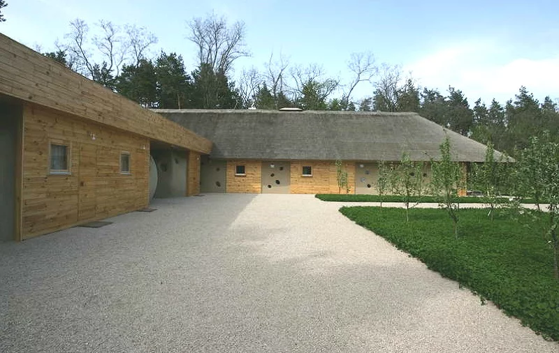 The Friend House Ukrainian ecohotel was sustainably built using only wood, clay, reeds and stone