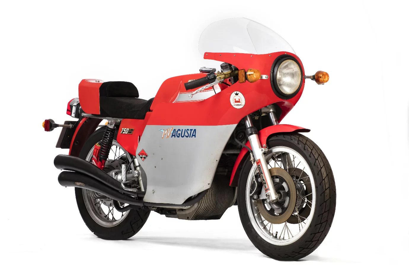 The America is the rarer and more valuable of the two MV Agusta 750 S variants, with this fully-faired 1977 MV Agusta 789cc 750S America (Lot 585) selling for £49,450 ($64,428).