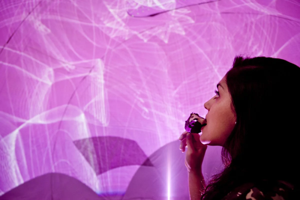 Inside the pod, visitors see a custom visual portrait of their responses to what they are tasting (Photo: Jotta)