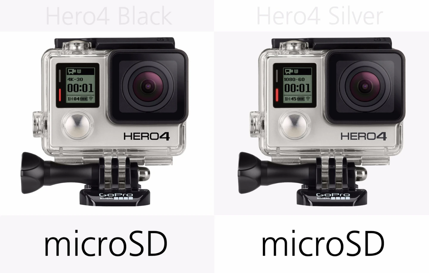 GoPro Hero4 Black and GoPro Hero4 Silver storage media