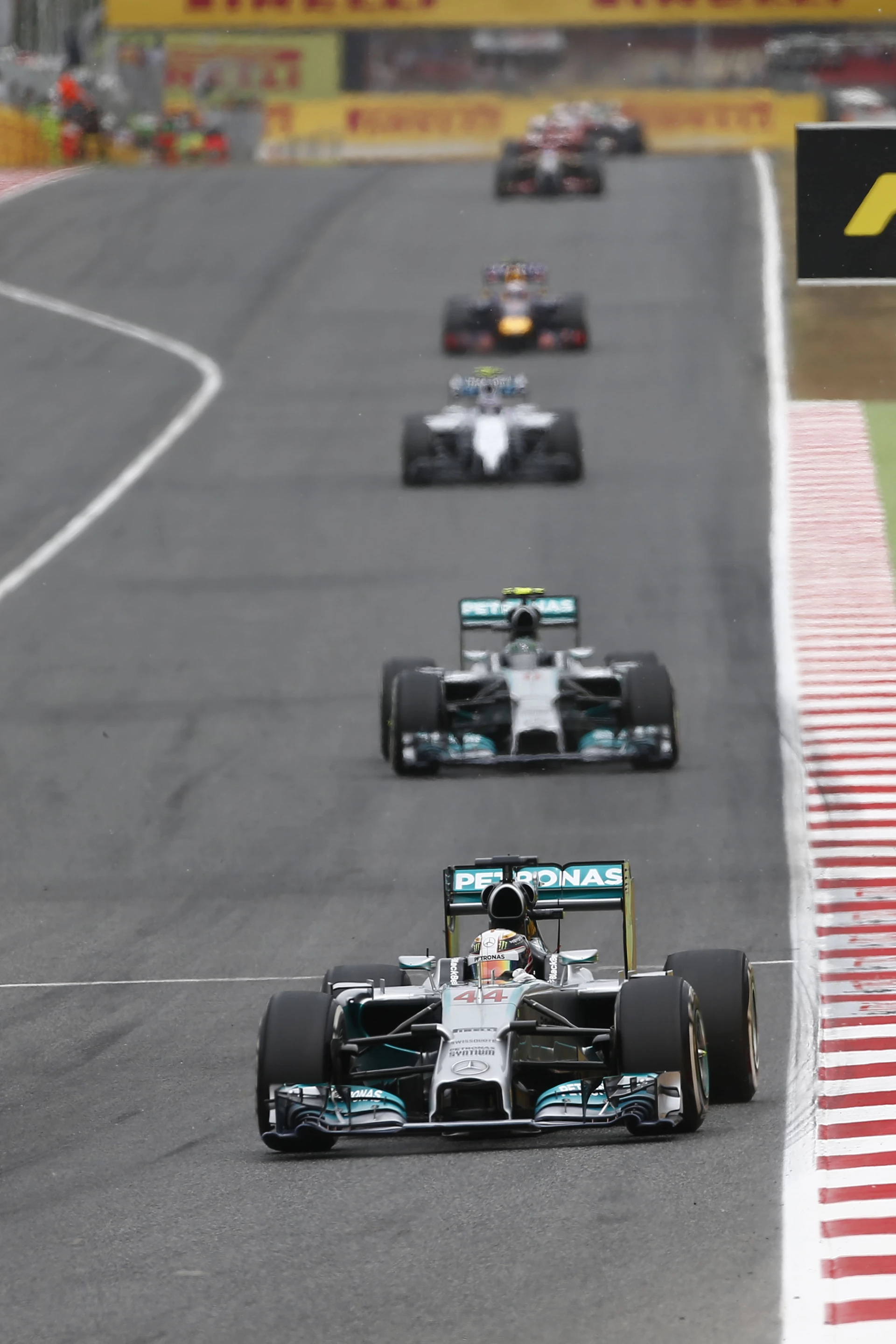 One lap down in the 2014 Spanish Grand Prix and it's already Mercedes 1-2 and the rest fighting for third