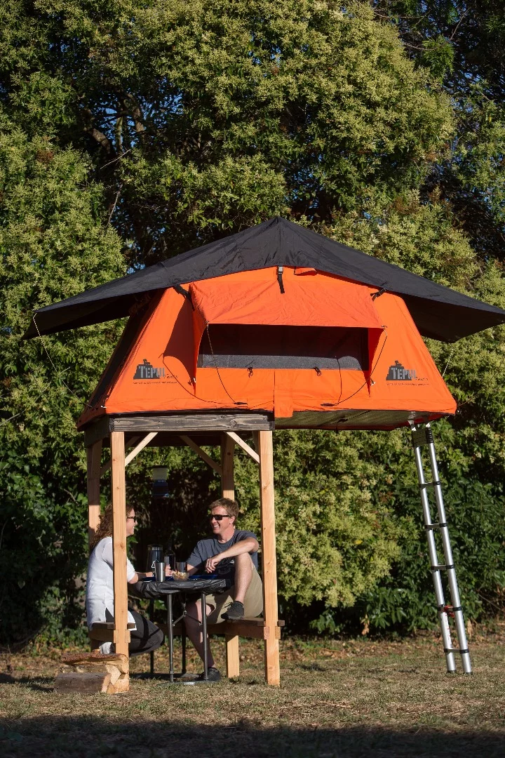 Tepui's SkyCamp includes a picnic table below the tent