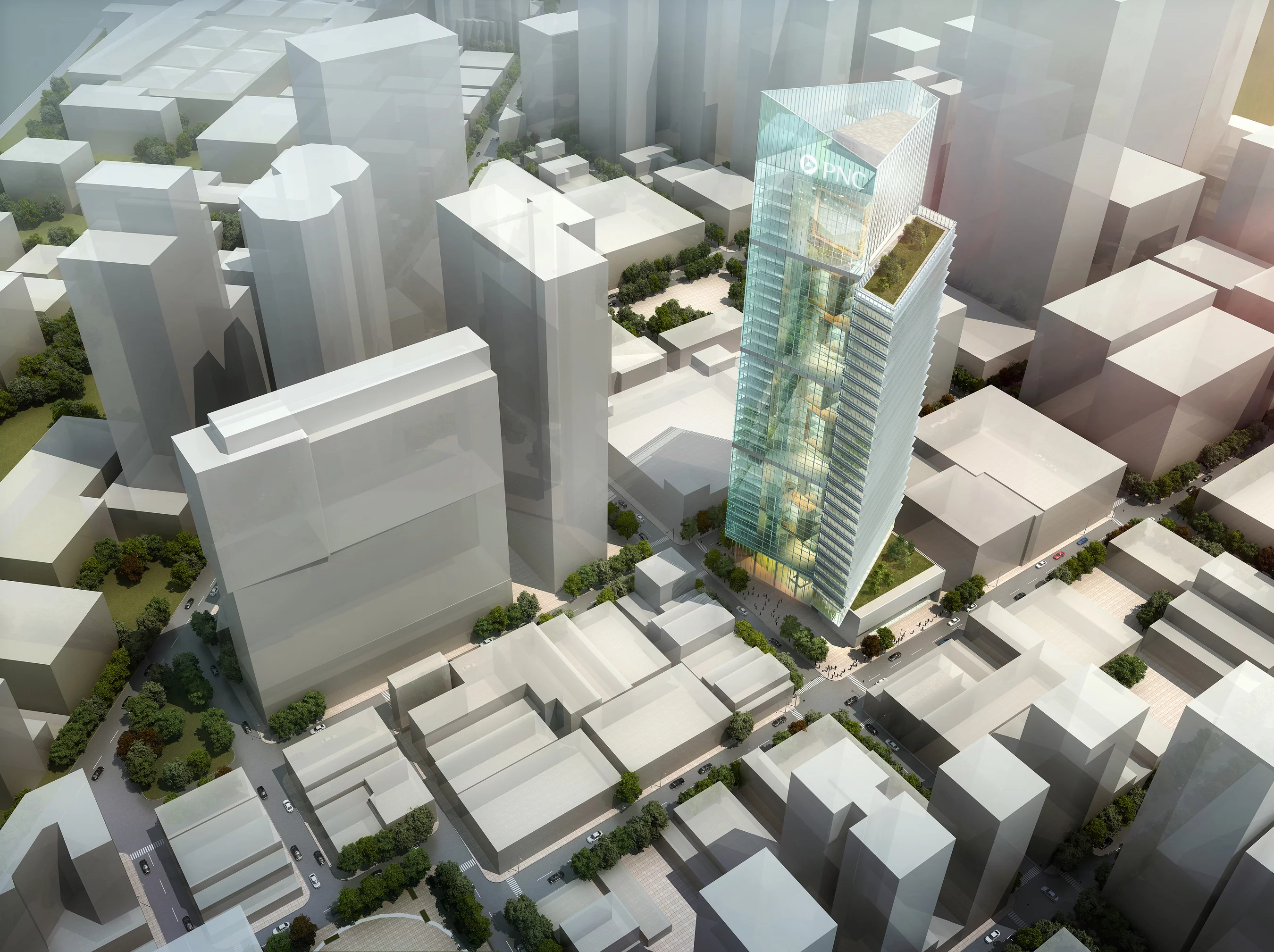 PNC have 118 LEED-rated buildings, they opened their first green building in 2000 and state that they have reduced their energy budget by 25% since 2009 (Image: Gensler)