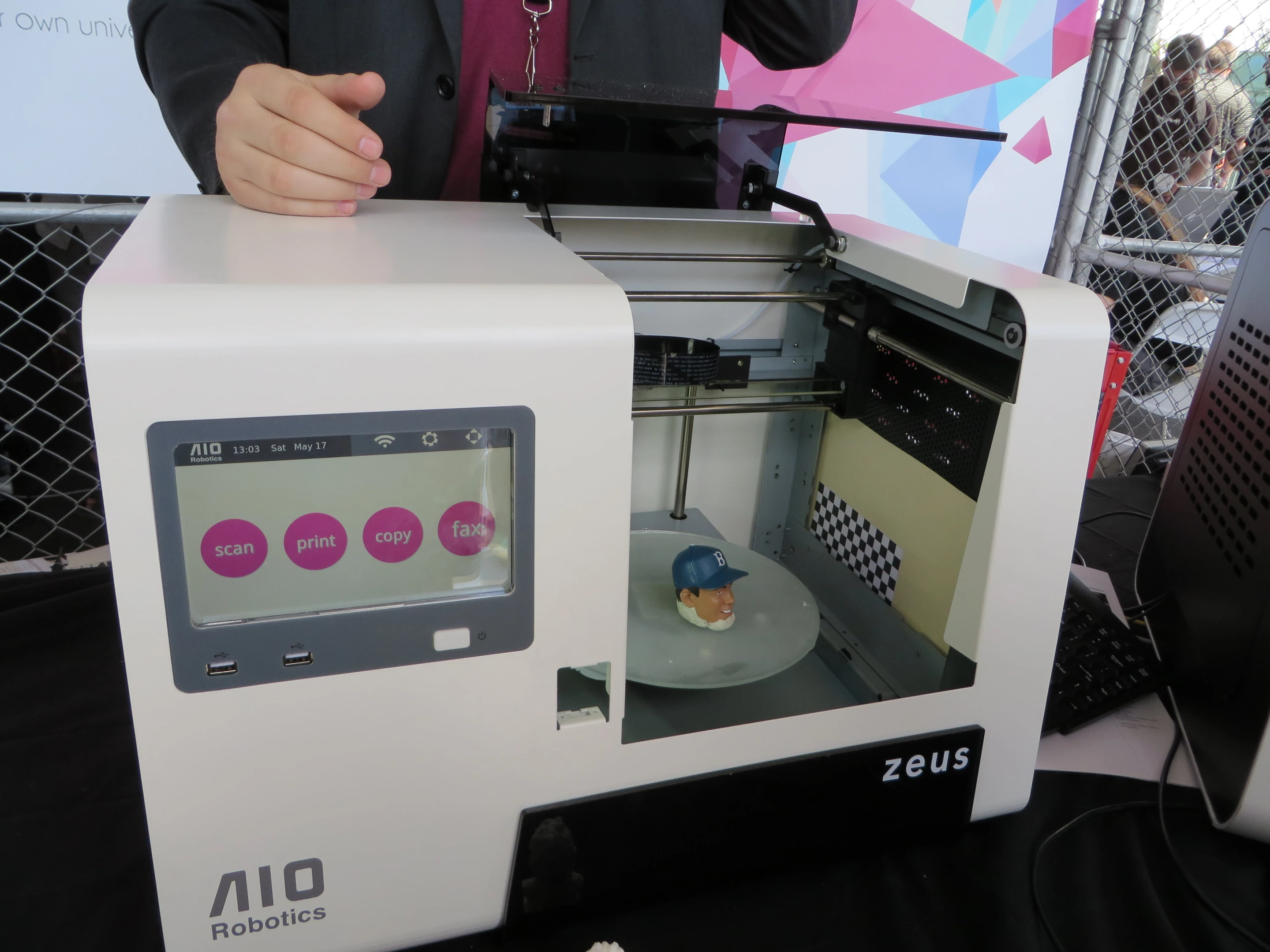 After an object is scanned by Zeus, it can be printed or sent to another printer via the internet