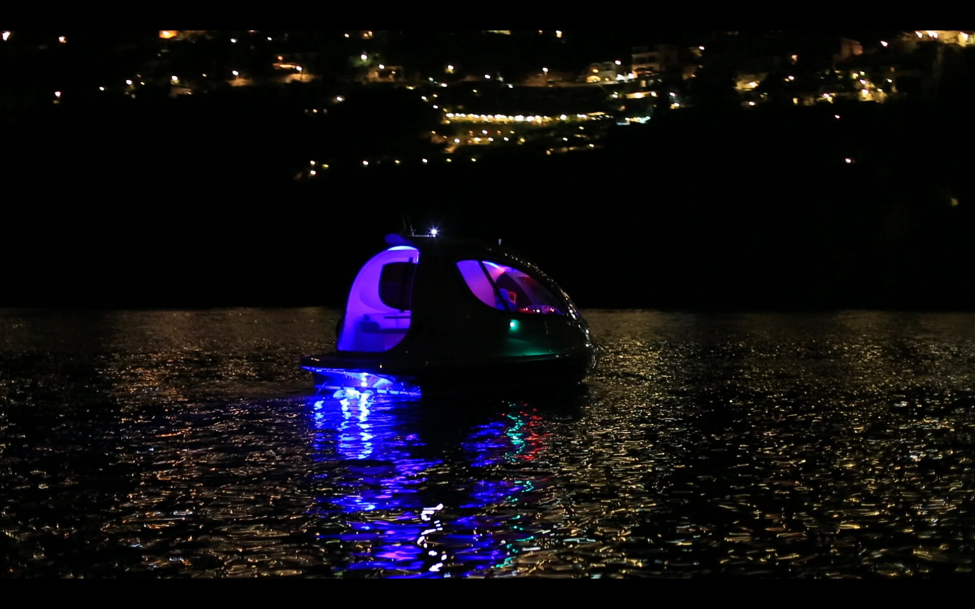 Jet Capsule floats by night