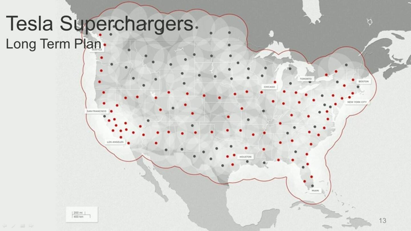 Tesla plans to provide Supercharger coverage for the entire United States by 2015
