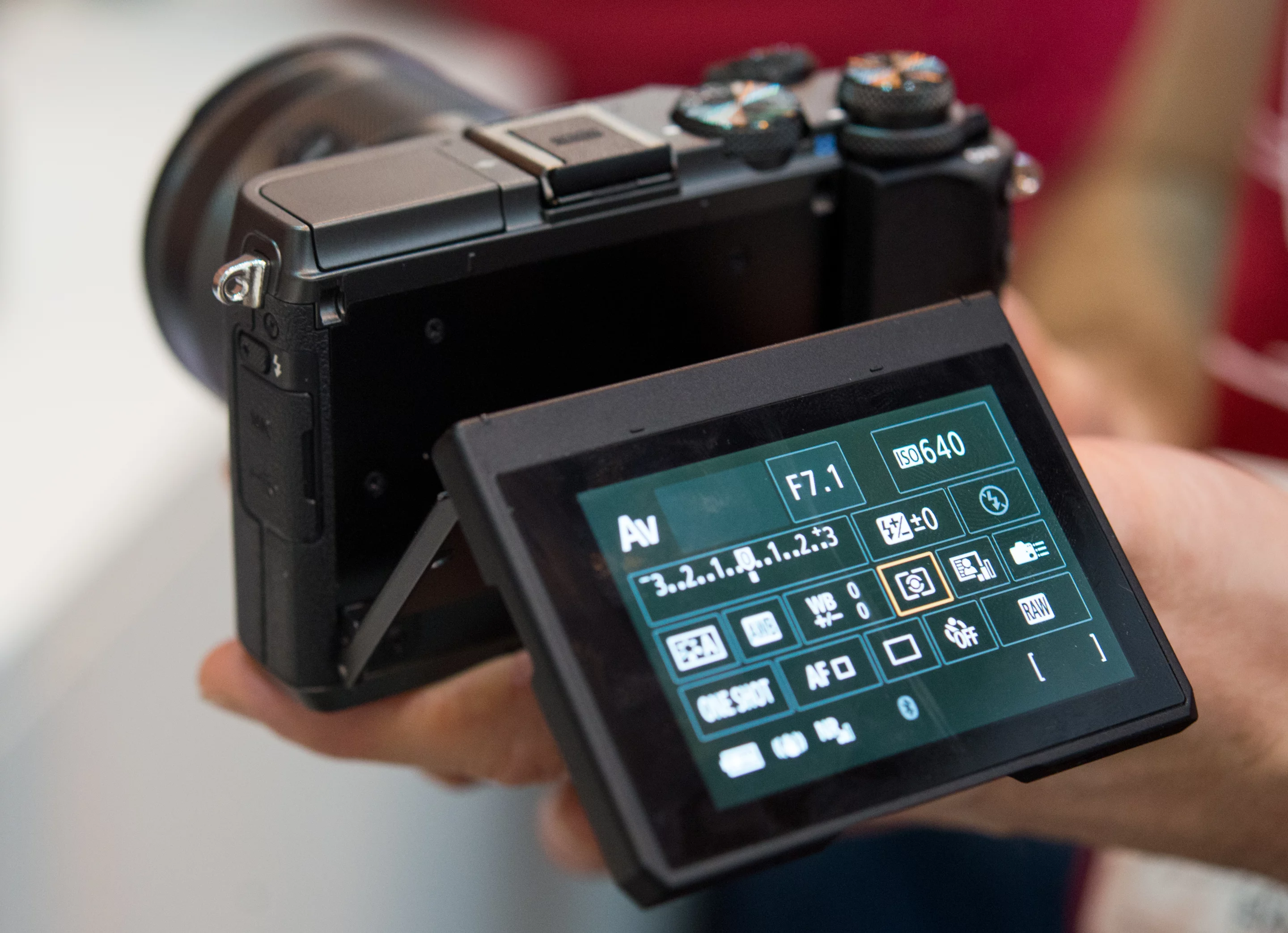 The titling rear touchscreen on the Canon EOS M6 mirrorless camera