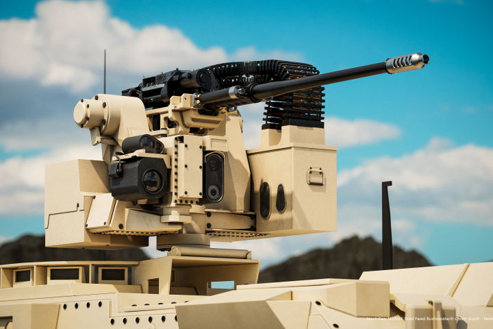 The M230LF with dual ammunition feeds