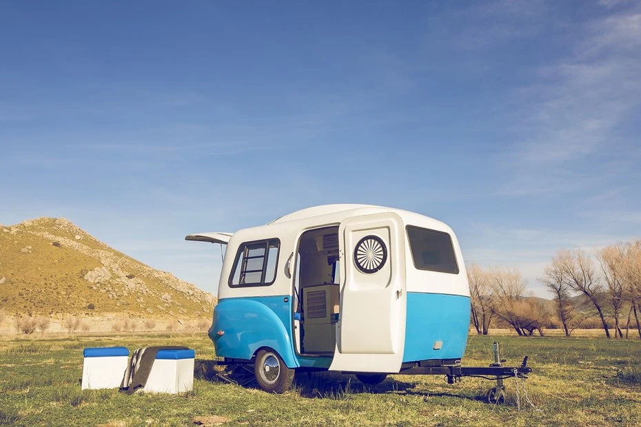 The Happier Camper HC1 has a retro-inspired fiberglass body