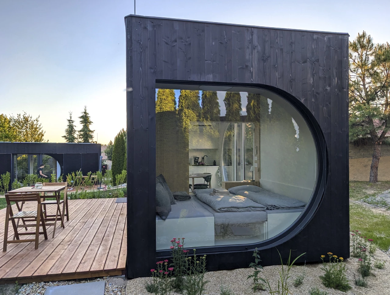 The Ecocapsule Box features generous glazing, helping fill the interior with natural light