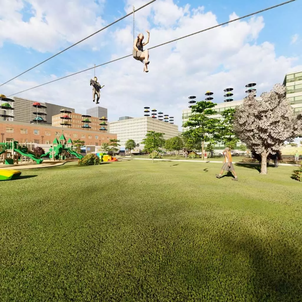 City campgrounds could bring some great outdoor-style attractions via amenities like zip lines, bike trails and climbing walls