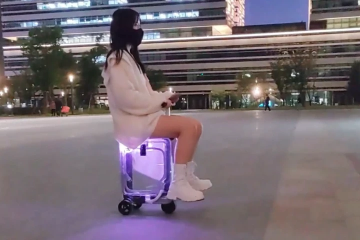 The Airwheel is a motorized suitcase that can be ridden on