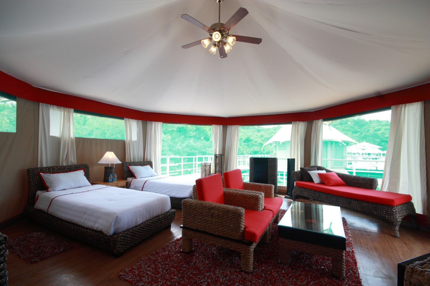 Not nearly as rustic as the average tent, 4 Rivers tents have hard floors, televisions and showers