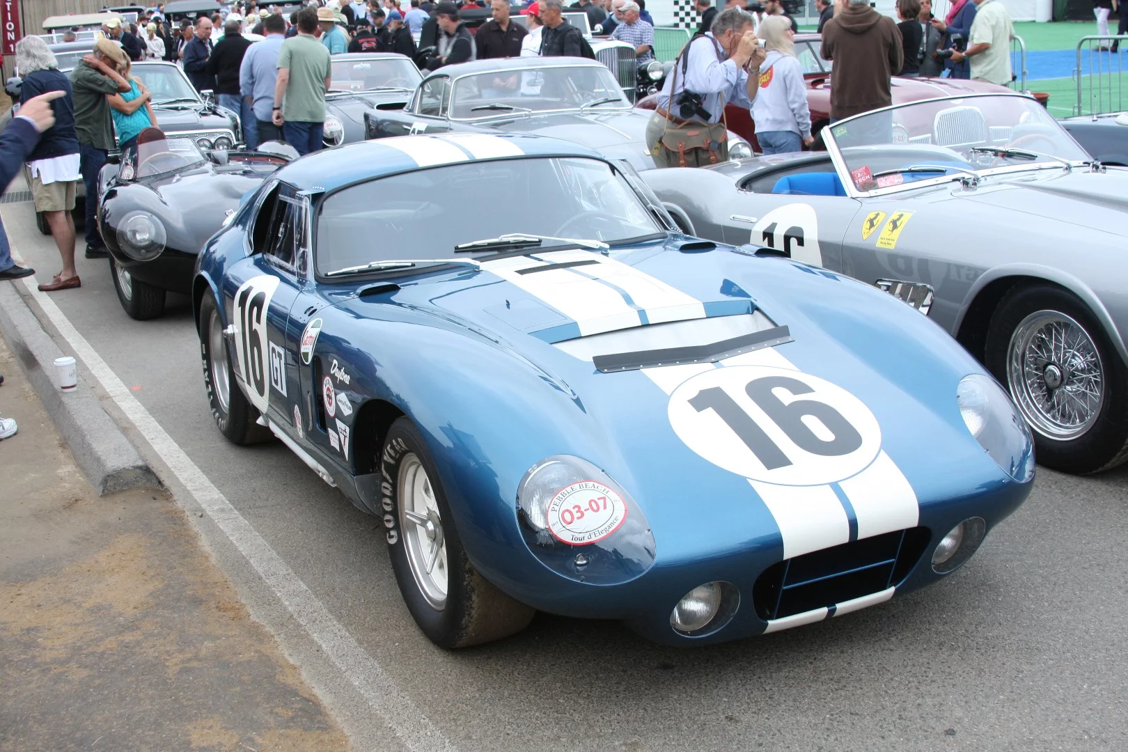 A crowded starting line for Pebble Beach Concours d'Elegance Tour d"Elegance.