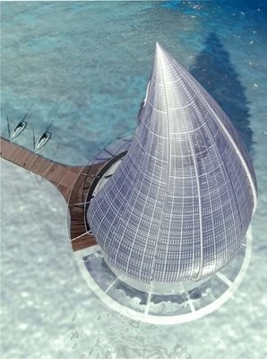 Birds-eye view of the Water Building resort