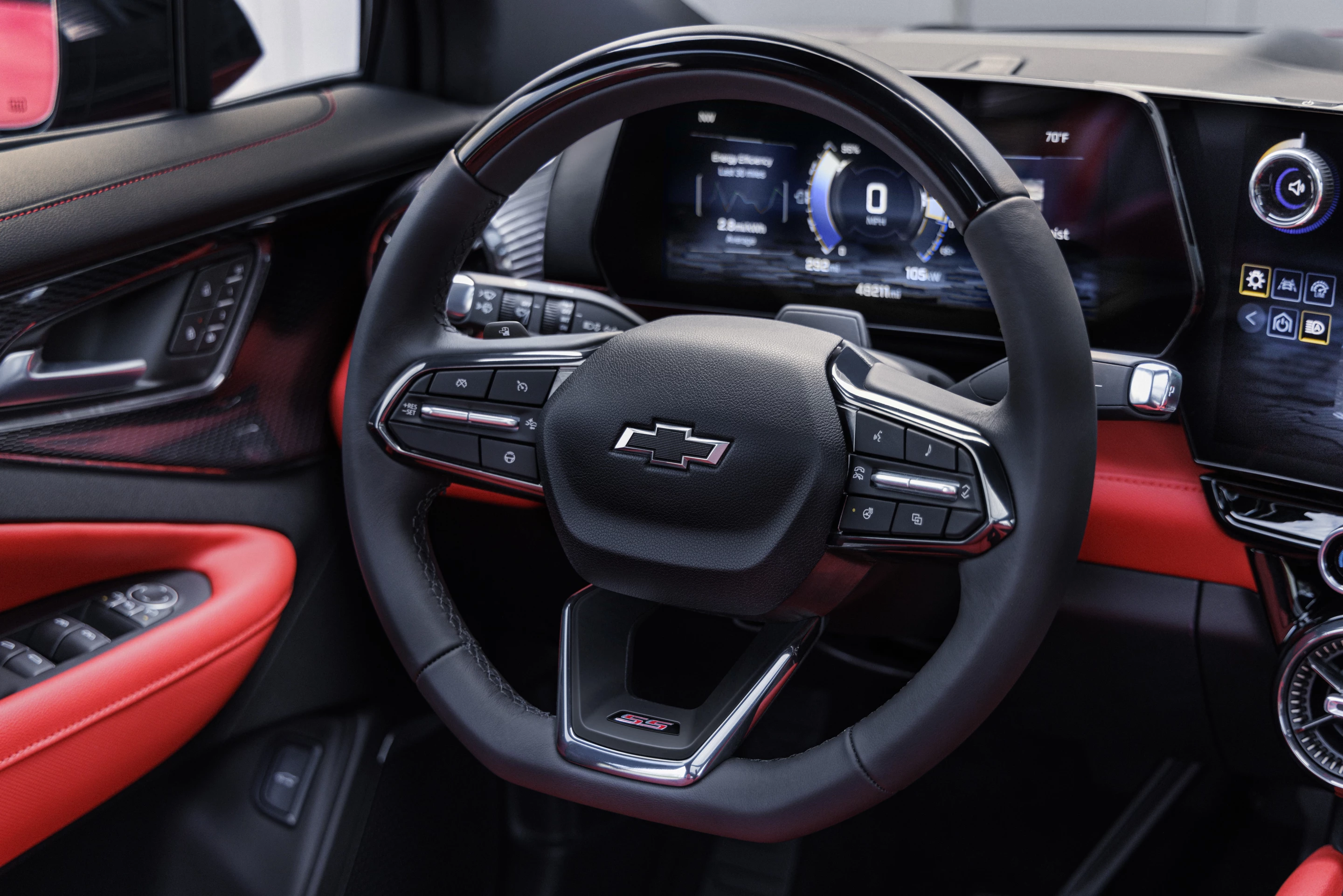 RS and SS trims include a flat-bottom steering wheel