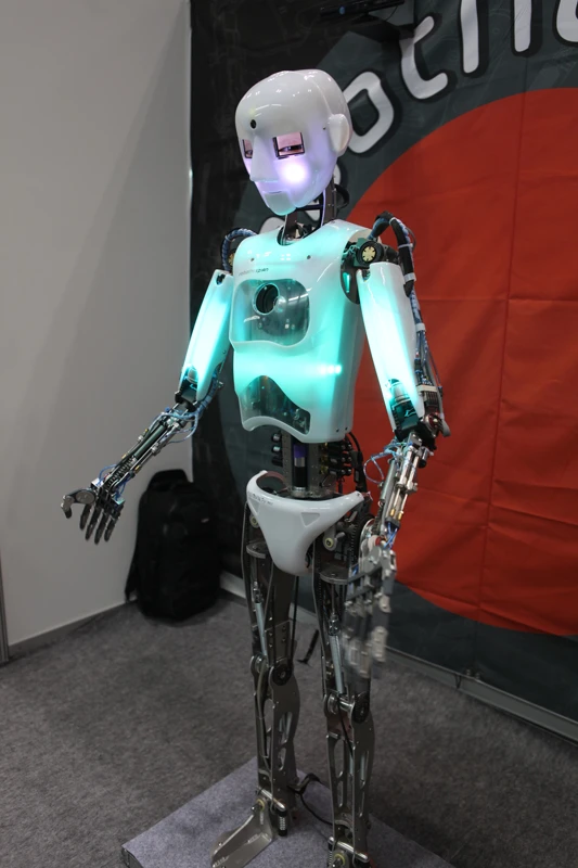 The Robothespian presentation, telepresence and acting humanoid robot by Engineered Arts Ltd. is designed for science education purposes