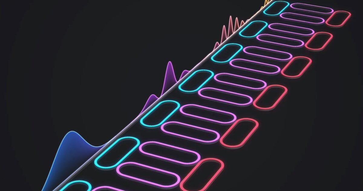 Conceptual diagram of a programmable photonic integrated circuit showing optical resonators and tunable couplers.